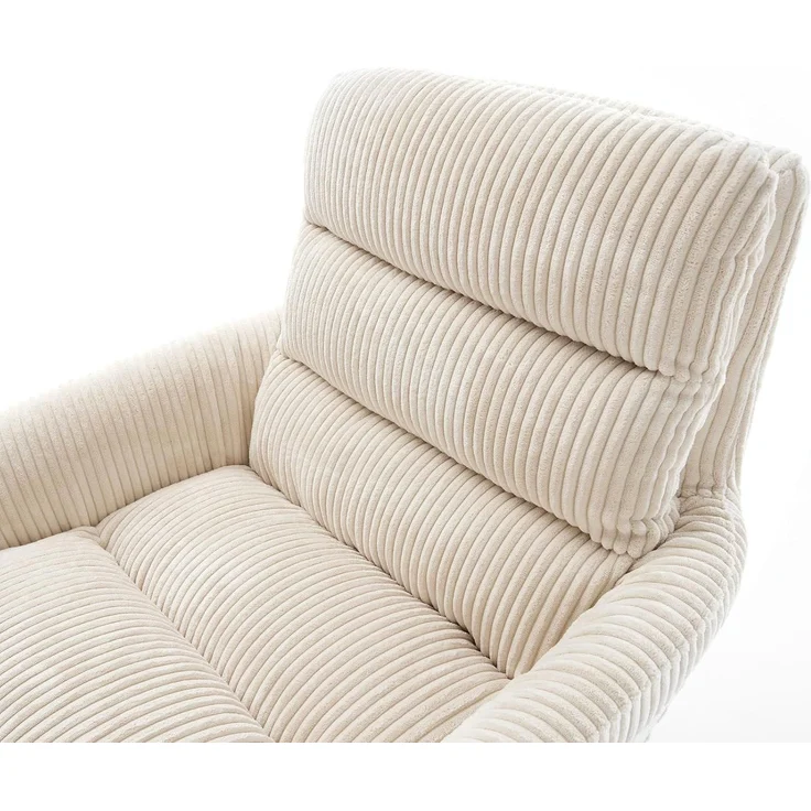 Esszimmerstuhl Abelia-Flex mit Armlehnen Cord Beige 4-Fuß konisch Edelstahl – Bild 5