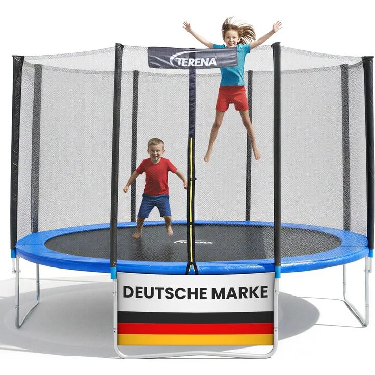 Terena® Trampolin 305 mit Sicherheitsnetz, Grau / Blau, bis 150kg – Bild 1