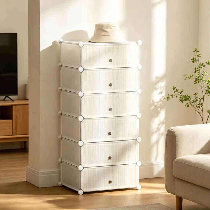 Stapelbarer Organizer-Schrank,Vielseitiger Aufbewahrungsturm,Kreatives Kombiregal--Weiß--49x36.5x108cm--YOUDENOVA