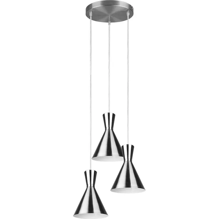 Hängeleuchte, 3 Flammig, Metall, nickel-matt, H 150 cm