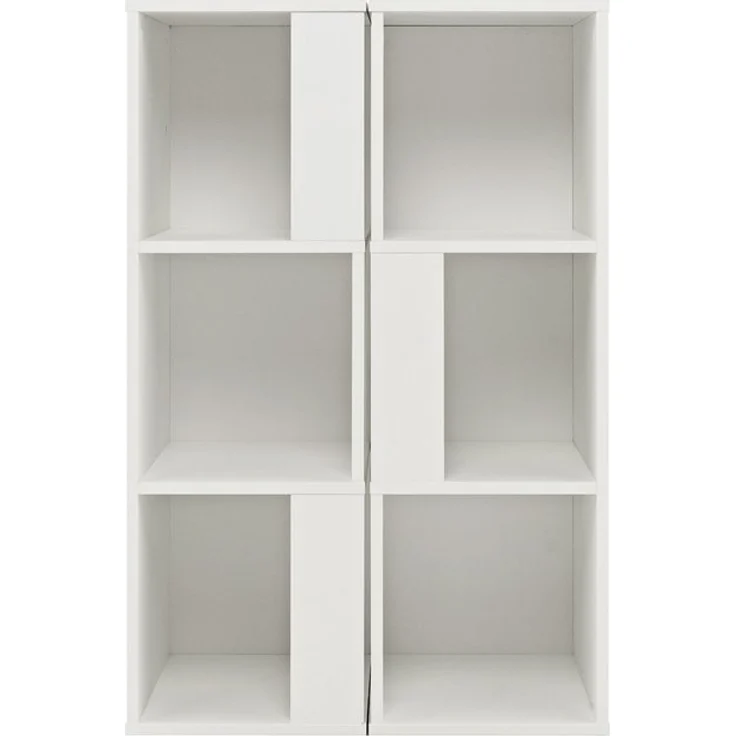 COSTWAY Bücherregal, 2-tlg, mit 6 Fächern, Holz, Kippschutz, 33x33x100,5cm – Bild 3