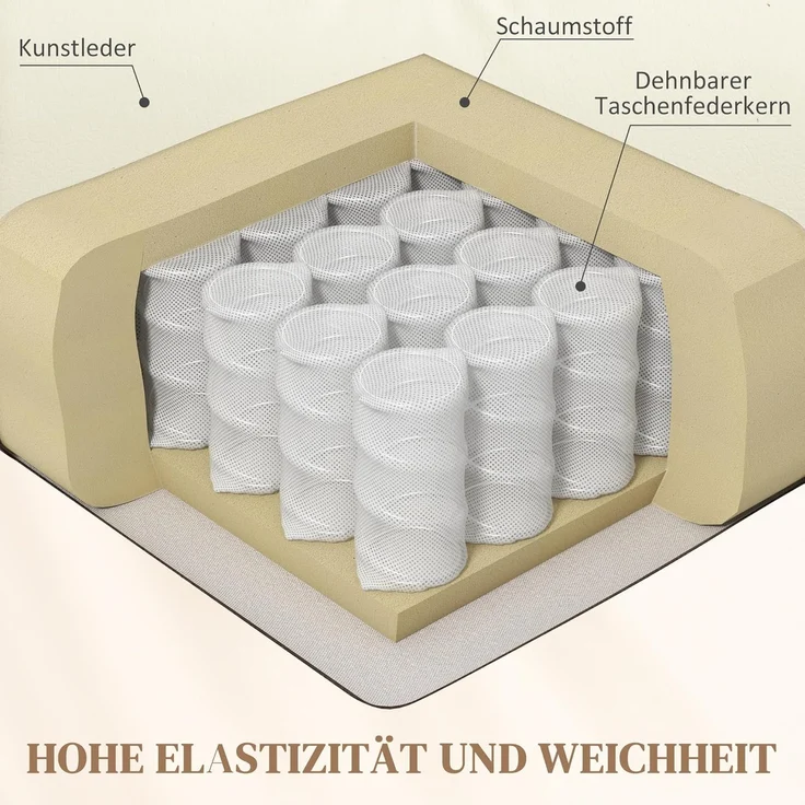 HOMCOM Massagesessel mit Fernbedienung, Drehbarer Fernsehsessel mit Liegefunktion (Ruhesessel, 1-St, Relaxsessel), für Wohnzimmer, Cremeweiß – Bild 6