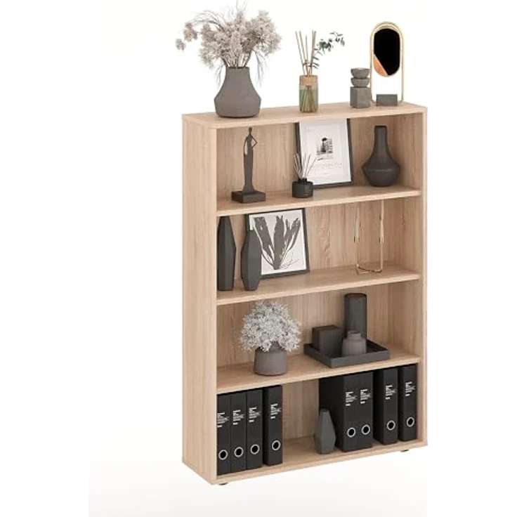 KOMTO Bücherregal Lumo 80 cm breit Regal mit 3, 4, 6 Ebenen und Höhenverstellbare Regale, Aufbewahrungsregal Bookshelf Weiß – Bild 9