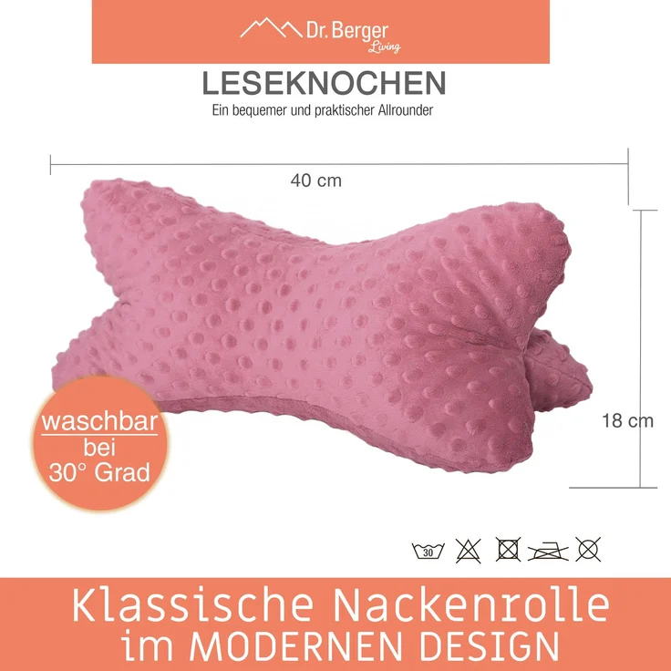 Dr. Berger Leseknochen Minky Altrosa 40 x 18 cm – Bild 2