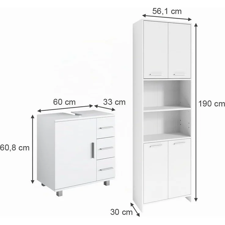 Badmöbel-Set Maris Weiß 2-teilig Vicco – Bild 3