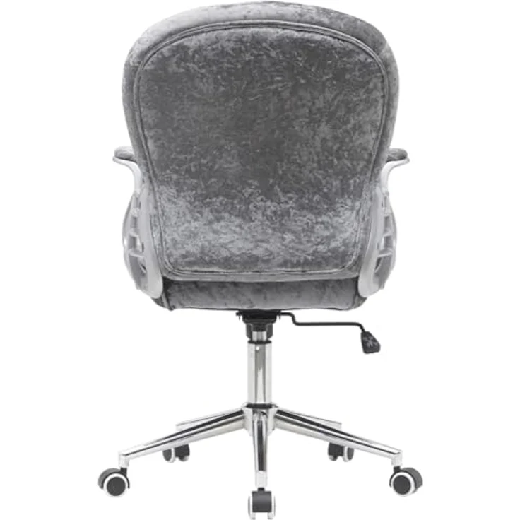 BAKAJI Bürostuhl aus Samt mit extra weicher Polsterung und Shabby-Chic-Textur, ergonomischer Schreibtischstuhl mit Gasdruckhöhenverstellung, 95-105 cm (Grau) – Bild 4