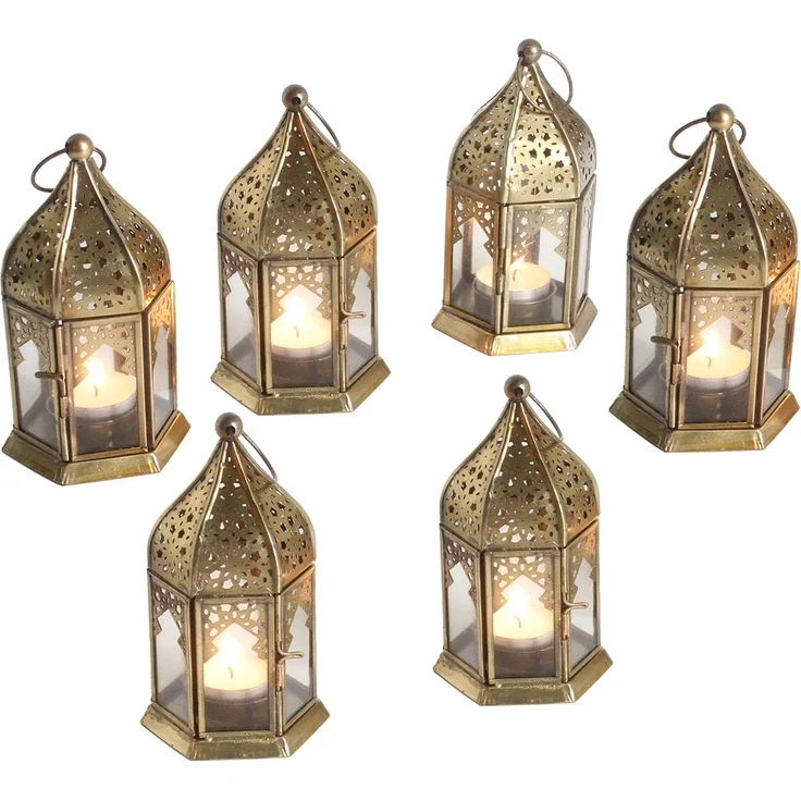 Orientalische Glas-Windlichter Nael Transparent 6er Set – Bild 4