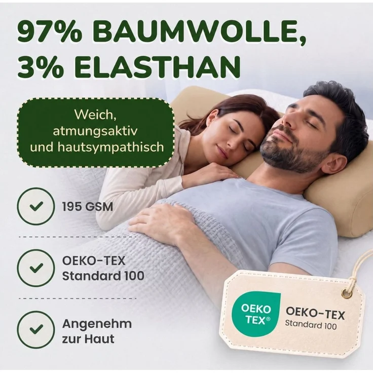 leevitex® Kissenbezug für Gesundheitskissen & Nackenkissen, 30-45 x 50-70 x 10-15 cm, (2 Stück), Jersey-Stretch mit Rundumgummizug, 97% Baumwolle, 3% Elasthan – Bild 4