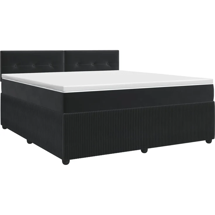 vidaXL Boxspringbett mit Matratze Schwarz 140 x 200 cm Samt 3451693 – Bild 2