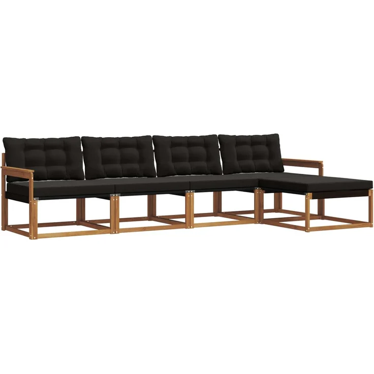 vidaXL Outdoor-Sofagarnitur 5 stk. 5-Sitzer Natur und Schwarz 3369355 – Bild 2