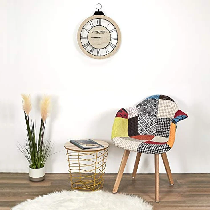HOME DECO FACTORY The HD3096 Sessel, skandinavisch, Patchwork, Holz + Polyester, Mehrfarbig, 62 x 60,5 x 86 cm, 2 Stück – Bild 11
