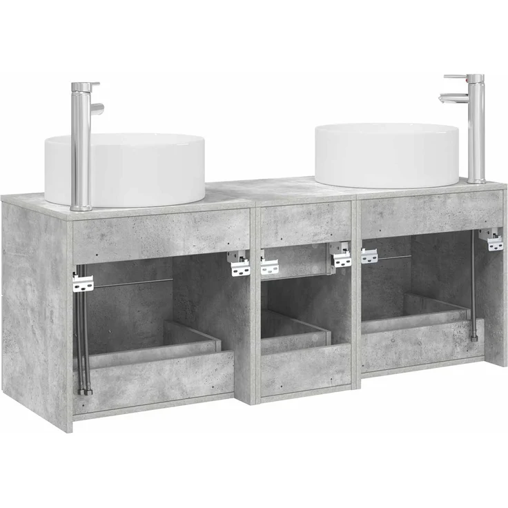 vidaXL Badezimmerschrank-Set 3 stk. Betongrau 129 x 44,5 x 80 cm 3405958 – Bild 7