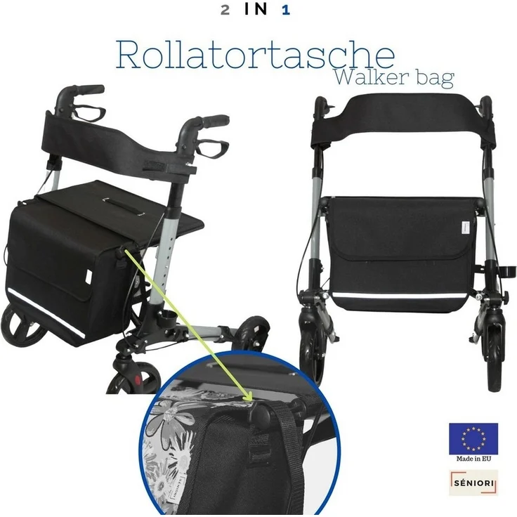 Seniori Aufbewahrungstasche SENIORI Rollator / Rollstuhl Tasche Rollatortasche Rollstuhltasche, 2. Schwarz_Classic – Bild 3