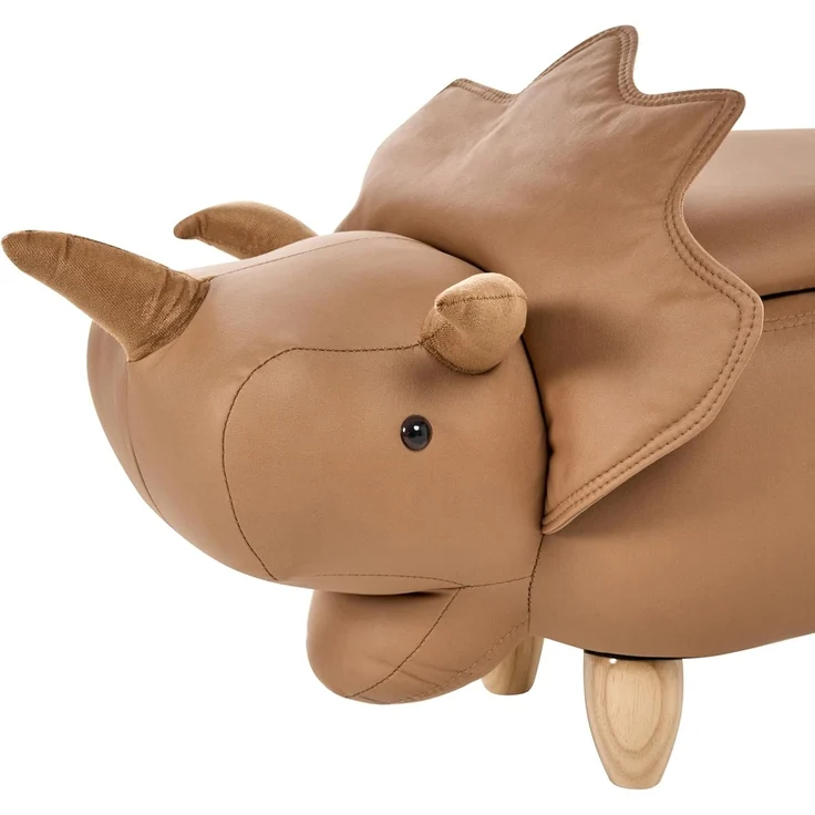 Tierhocker mit Stauraum TRICERATOPS Dinosaurier Stoff Braun – Bild 9