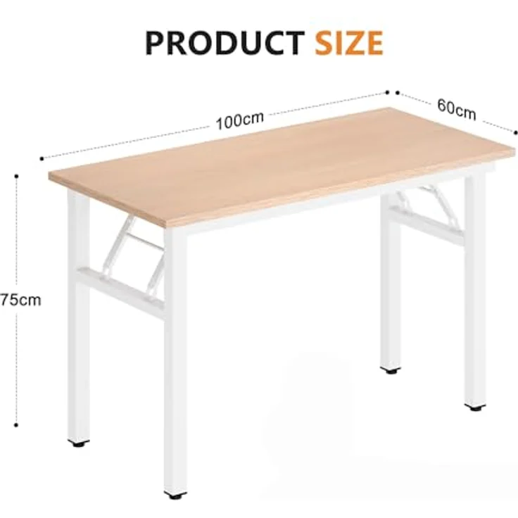 SogesHome Klapptisch Computertisch 100 x 60 x 75 cm PC Tisch Schreibtisch Bürotisch Büroarbeitsplatz für Home Office Verwendung Schreibtisch Esstisch Konferenztisch – Bild 3