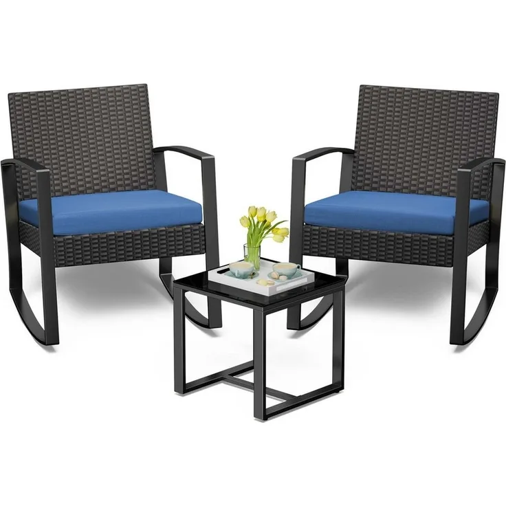 Bealife Balkonset Gartenlounge-Set, (3-tlg), 1 Tisch und 2 Stühle, Rattan Gartenmöbel