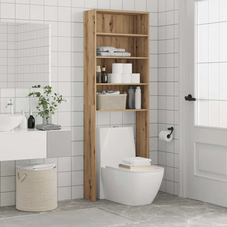 vidaXL Waschmaschinenregal Artisan-Eiche 64x24x190 cm 856644 – Bild 5