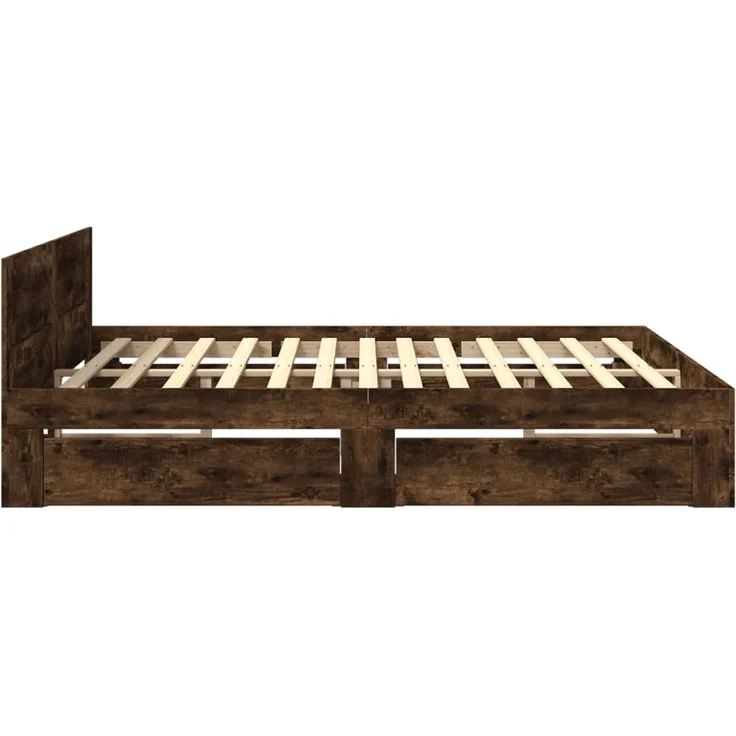 vidaXL Bettgestell mit Kopfteil Räuchereiche 180x200 cm Holzwerkstoff 3295545 – Bild 5