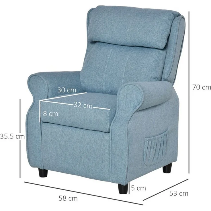 HOMCOM Sessel Kindersofa mit Fußstütze (Kindercouch, 1-St, Kindersessel), Blau 58 x 53 x 70 cm – Bild 2