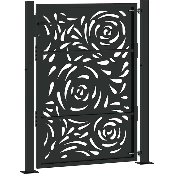 vidaXL Gartentor Schwarz 100x125 cm Stahl Flammendesign 4100990 – Bild 6