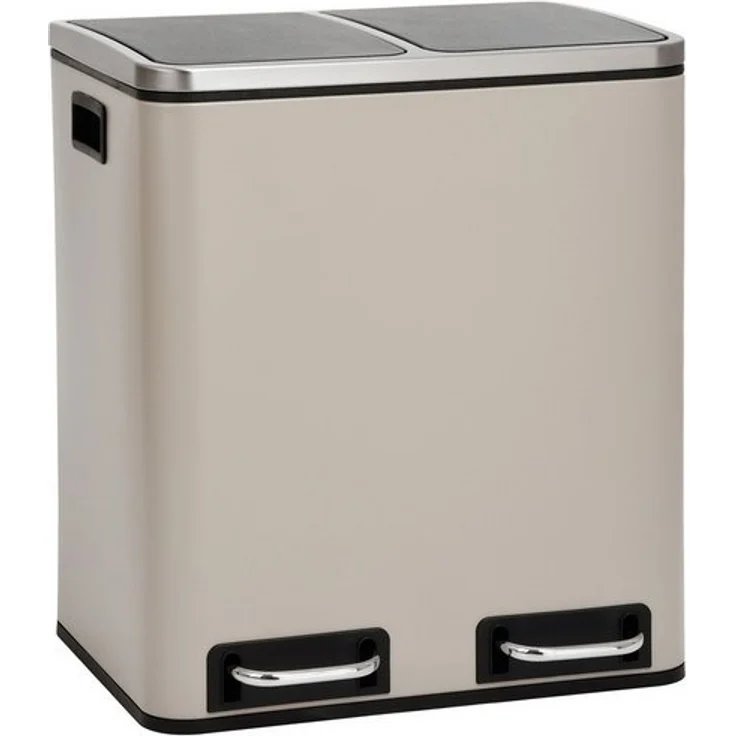 SVITA Mülltrennsystem, TM2X24, 48L (2x24L), Mülltrennsystem, Abfalleimer, Stahl, Taupe – Bild 4