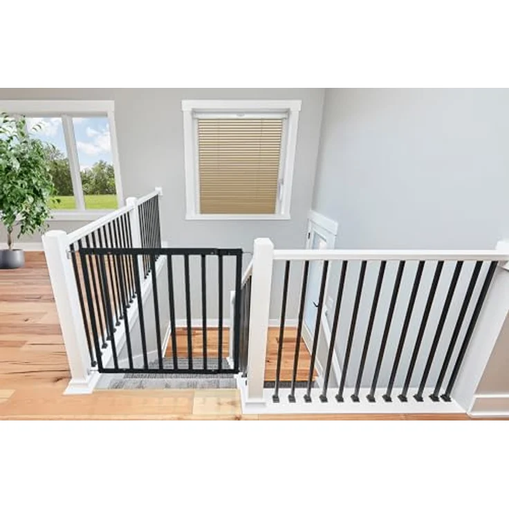 Safetots Robustes Holz Babygitter für Treppen, Schwarz, 63. 5 cm - 105. 5 cm, Holz Schraubgitter, Schraubbefestigung als Sicherheitssperre, stilvolles Design und praktisches Sicherheitsgitter – Bild 10