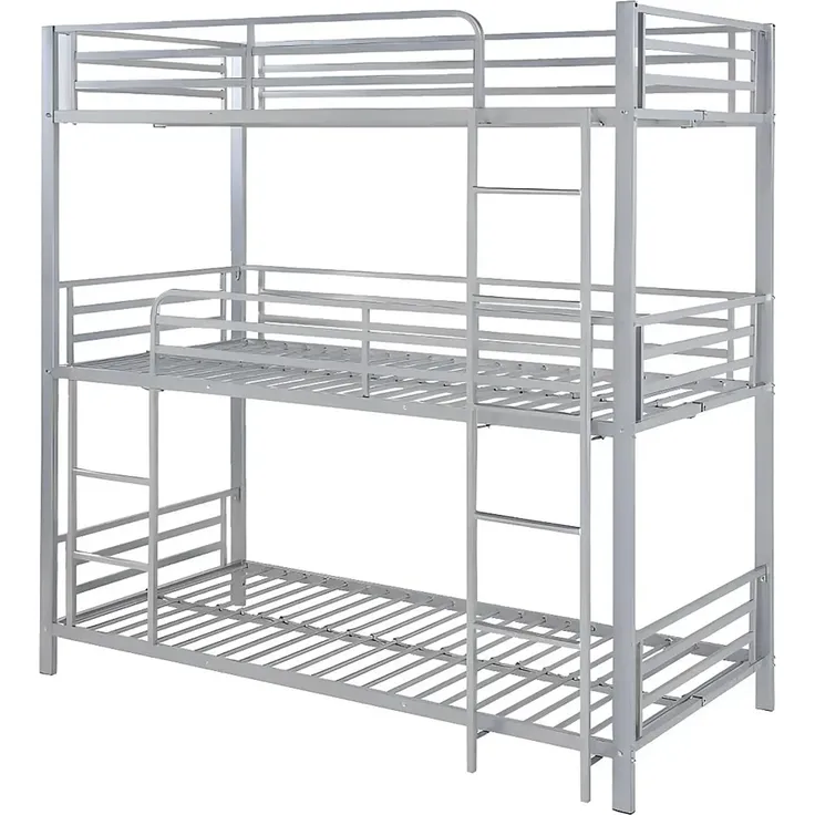 Vente-unique - ELOUAN Bett Metall Silberfarben - B 103 cm x H 205 cm x L 200 cm