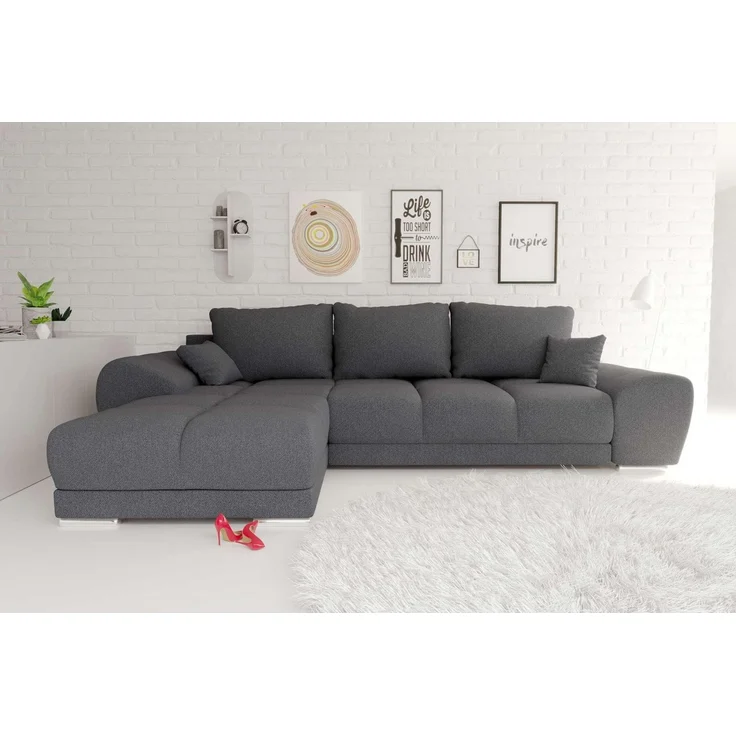 99rooms Antalya Ecksofa Strukturstoff NEVE Anthrazit Links mit Schlaffunktion – Bild 5