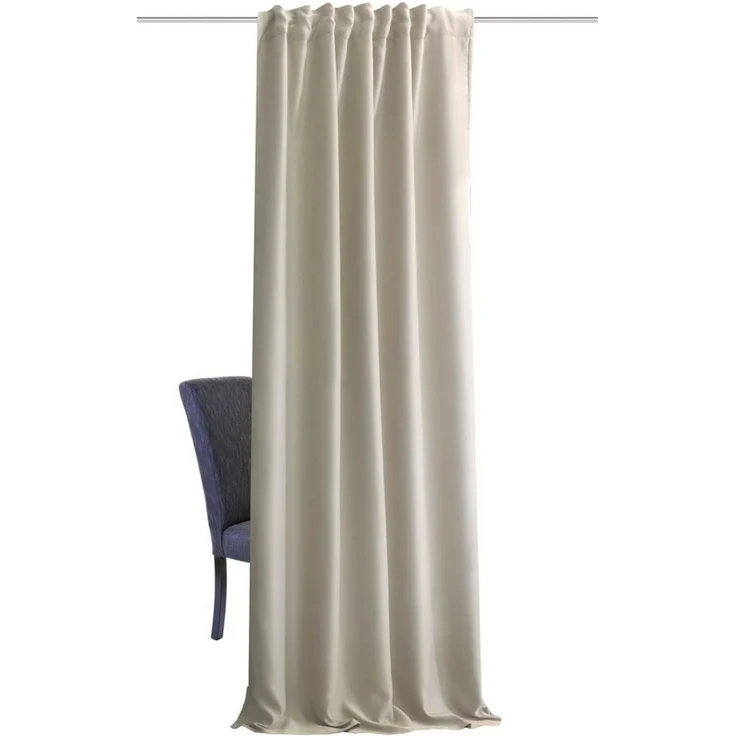 HOMEbasics | Akustikvorhang Uni | ACUSTICO | Lärm-, Hitze-, Kälte- und Zugluft-Schutz + abdunkelnd | Natur | 160 x 135 cm – Bild 1