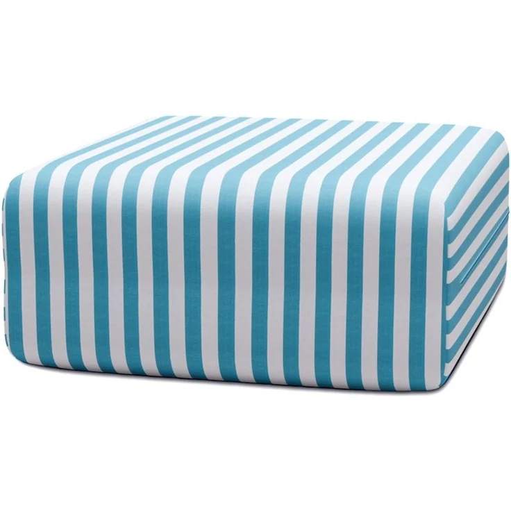 Gestreifter Outdoor-Pouf, weiß und blau – Bild 1