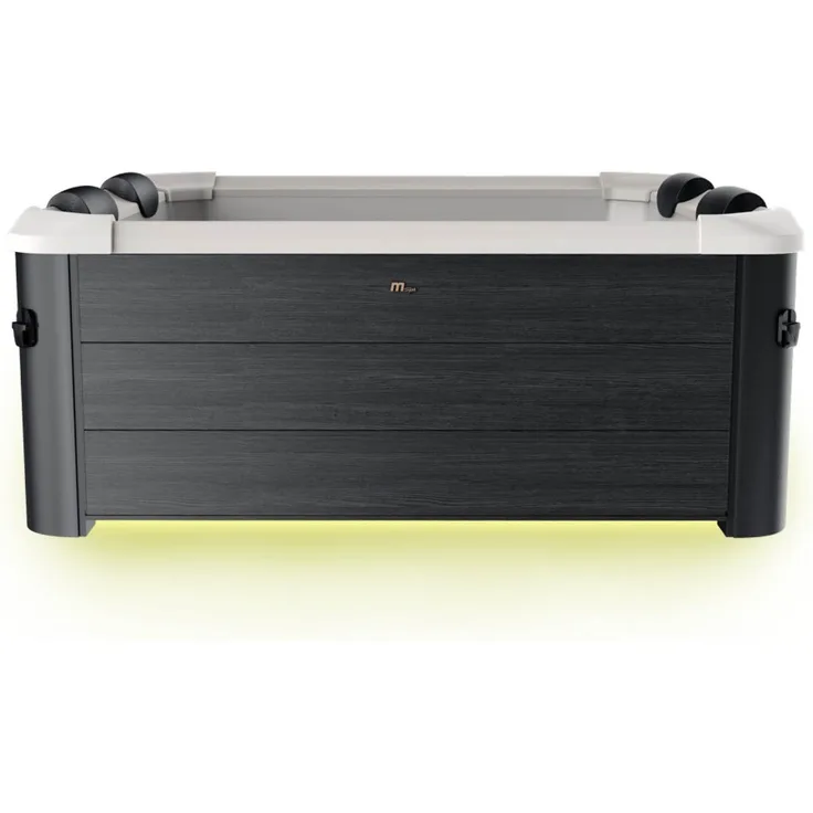 BRAST Whirlpool 'MSpa Oslo', 160 x 160 x 65 cm, mit fester Außenwand, LED-Beleuchtung (20 Farben), für 6 Personen, 120 Massagedüsen, ganzjähriger Einsatz, winterfest, für Indoor & Outdoor