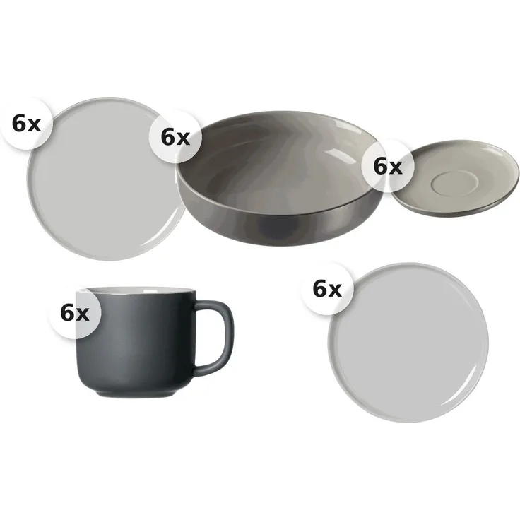 Kaffee- und Tafelservice 30 tlg. Jasper grau