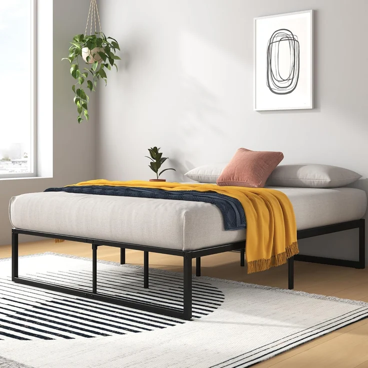 Zinus Lorelai Bett 120x190 cm – Bettgestell 35,5 cm Höhe mit Stauraum unter dem Bett – Plattformbett aus Metall – Schwarz – Bild 1