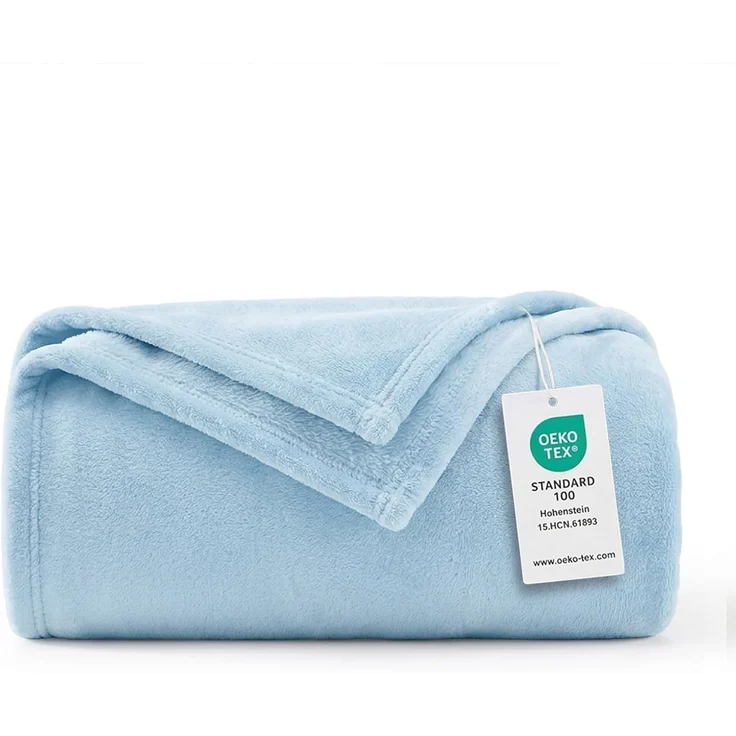 WAVVE Kuscheldecke Flauschig Decke Fleecedecke - Sofadecke 150x200 cm Warm Wohndecke Couchdecke, Hellblau Decke Weich Sofaüberwurf XL