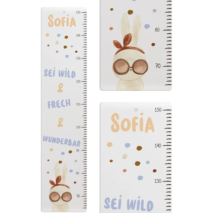 KIDSMOOD - Messlatte für Kinderzimmer Personalisiert, 70-140 cm - Messlatte Kinder Holz personalisiert Mit Namen für Baby- & Kleinkinderzimmer - Individuelles Geschenk für Kinder und Babys zum Geburt