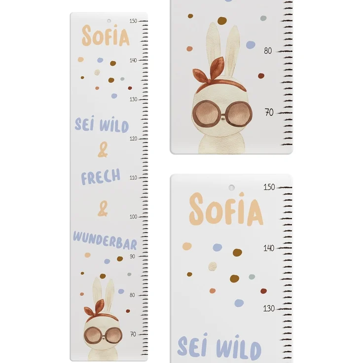 KIDSMOOD - Messlatte für Kinderzimmer Personalisiert, 70-140 cm - Messlatte Kinder Holz personalisiert Mit Namen für Baby- & Kleinkinderzimmer - Individuelles Geschenk für Kinder und Babys zum Geburt
