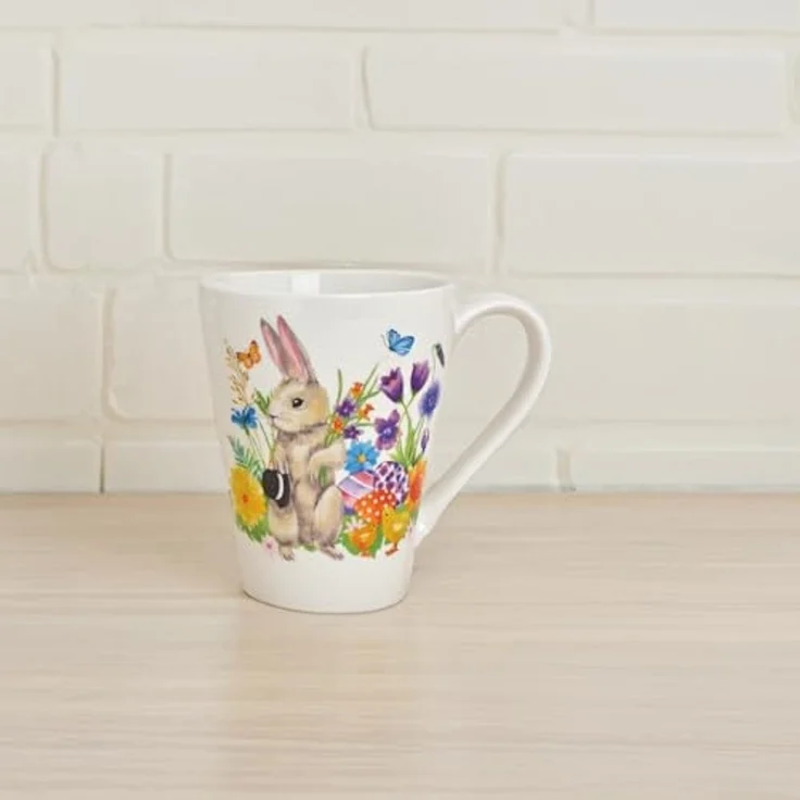 matches21 HOME & HOBBY Tasse Kaffeetassen 2er Set Ostern Frühling Osterhase Blumen, 2-tlg, Porzellan, Tee, Kaffee-Becher, klassisch, weiss bunt, 350 ml – Bild 7