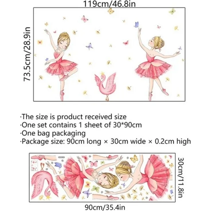 Montegoni Wandtattoo Kinder Wandsticker (selbstklebend Prinzessin, Schwan, Blumen, und Schmetterlinge Wandaufkleber, Deko Kindergarten Heimdekoration), Wandtattoo für Mädchenzimmer – Bild 4