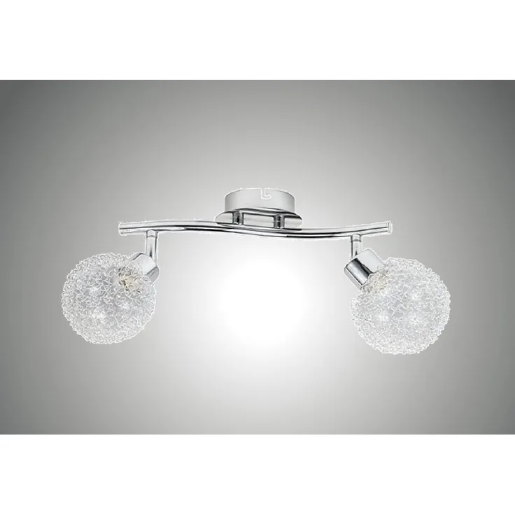TRANGO LED Deckenleuchte, 2-flammig 1002-28 LED Deckenleuchte Chromoptik Serie *AMELIA* inkl. 2x G9 LED Leuchtmittel 3.000K warmweiße Lichtfarbe Badleuchte, Flurleuchte, Küchenleuchte, LED Deckenlampe, Kronleuchter