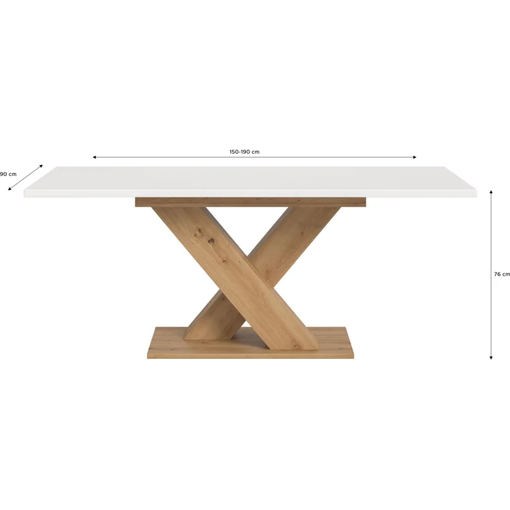 Kulissen-Esstisch >Motion< ausziehbar 190cm, weiß / artisan Dekor - 150/190x76x90cm (BxHxT) – Bild 6