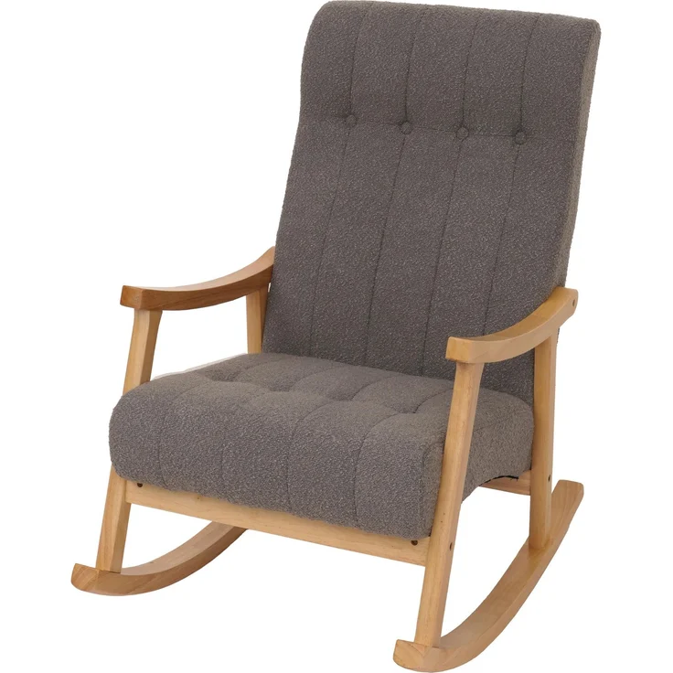 Schaukelstuhl HWC-K10, Relaxsessel, Holz FSC® Stoff/Textil Bouclé (450g/m²) ~ dunkelgrau, Gestell natur – Bild 9