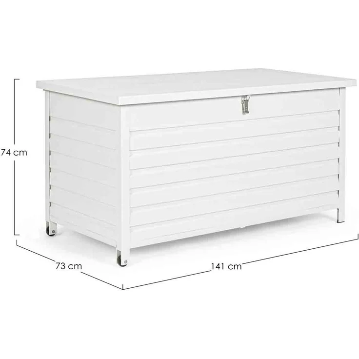 Gartentruhe Citanal aus Aluminium, modern mit Rädern und Gasdruckfeder, weiß, 141 cm – Bild 4