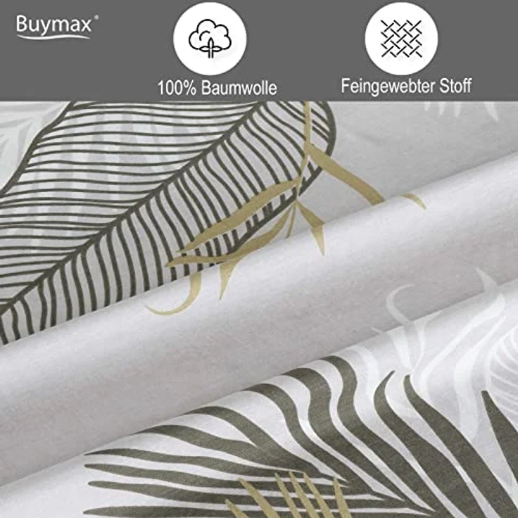 Buymax Bettwäsche, Renforcé: 100% Baumwolle, 2 teilig, Premium 100% Baumwolle Bettbezug-Set 155x220 cm mit Reißverschluss – Bild 4