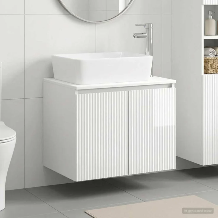 vidaXL Waschbeckenschrank Hochglanz Weiß 62,5 x 44,5 x 80 cm 3404334 – Bild 1