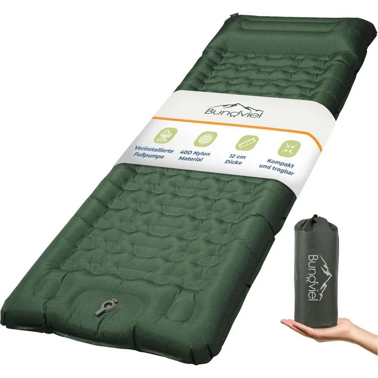 Bundviel Luftbett Isomatte Ultraleicht 8cm dick,faltbar Luftmatratze aufblasbare