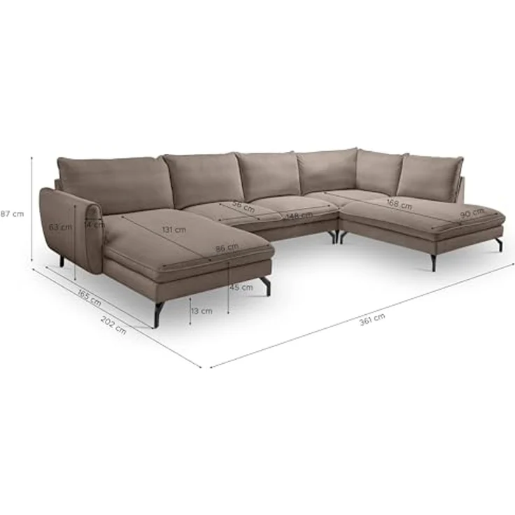 Ecksofa (B/H/T: 361x87x202 cm) in Braun-beige – Bild 3