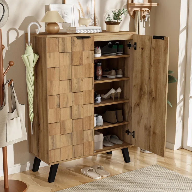 Flurschrank 80,5x35x109,5 cm - Eleganter Schuhschrank mit verstellbaren Böden – Bild 5