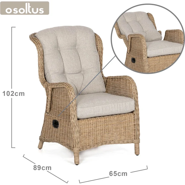 osoltus Sandy Beach Set Alu Korbsessel Ohrensessel verstellbar 5 tlg – Bild 4