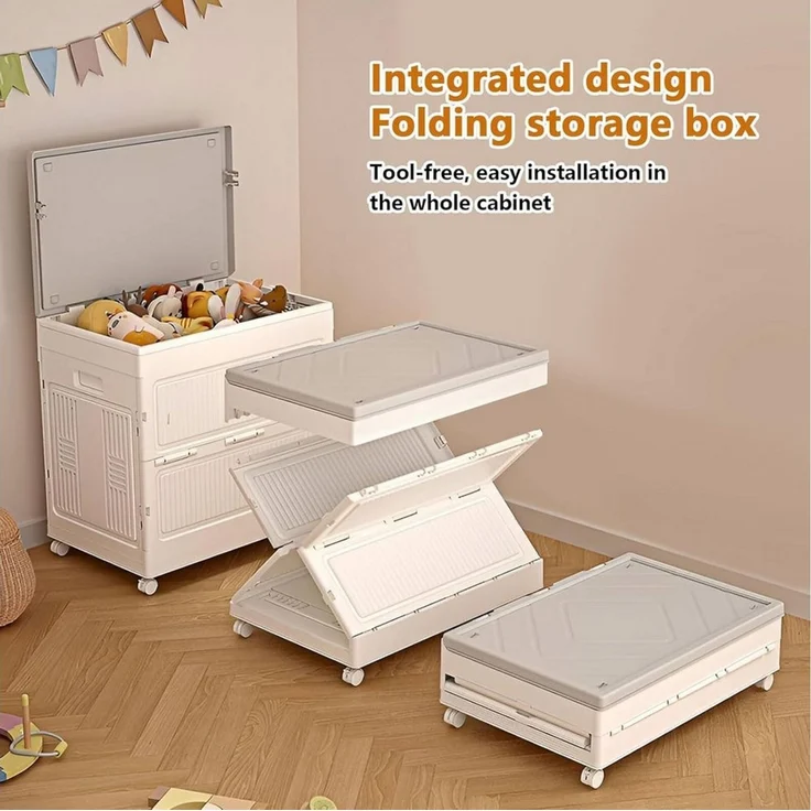Luckice Aufbewahrungsbox mit Deckel und Rädern Spielzeugkiste Werkzeugkasten 85L (Faltbare Kunststoff Kisten Aufbewahrung, Stapelbare Klappbox Ordnungsbox als Organizer für Kleidung, Spielzeug, Badezimmer, Küche, Büro oder Wohnzimmer, Rollbare Aufbewah... – Bild 1