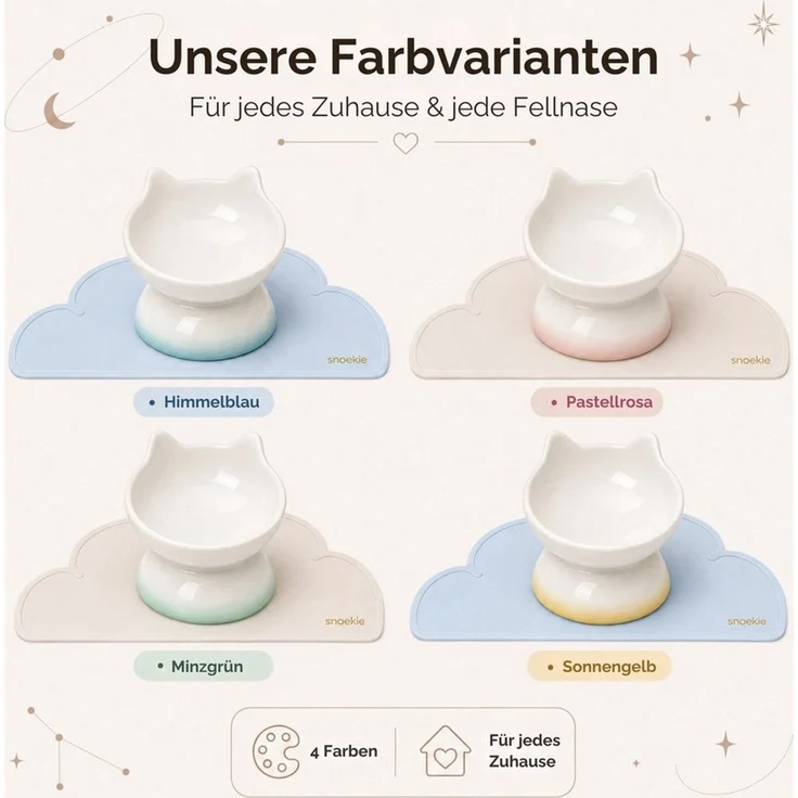 SNOEKIE Futternapf SNOEKIE Keramik erhörter Katzennapf mit Napfunterlage im Set – Bild 2
